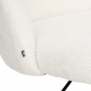 Chaise de bureau à roulette en bouclette GEOS - Blanc