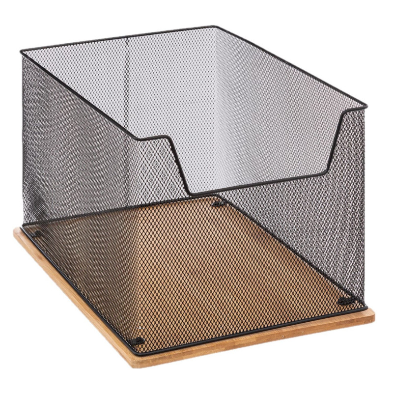 Rangement de bureau en métal et bambou HAVI - Noir Rangement de bureau en métal et bambou HAVI - Noir