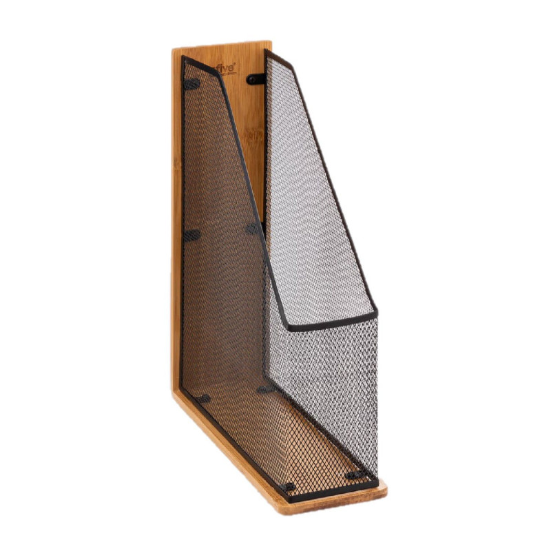 Range-revues pour bureau en métal et bambou HAVI - Noir Range-revues pour bureau en métal et bambou HAVI - Noir