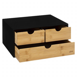 Tour de rangement de bureau en bambou BAVA - Noir