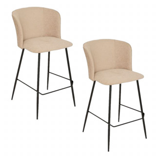 Lot de 2 tabourets de bar JASNY - Beige