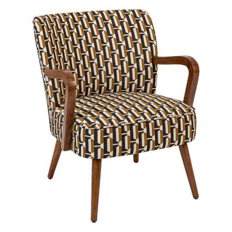Fauteuil avec tissu jacquard CHIARA - Noir et beige Fauteuil avec tissu jacquard CHIARA - Noir et beige
