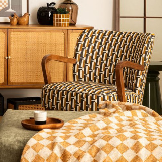 Fauteuil avec tissu jacquard CHIARA - Noir et beige