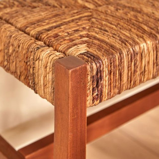 Banc 2 places avec assise tressée en bois SIDOAN - Marron