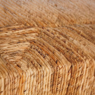 Banc 2 places avec assise tressée en bois SIDOAN - Marron