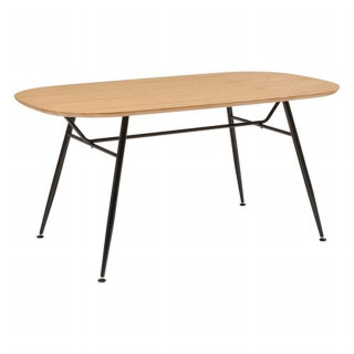 Table à manger en bois et métal 6 personnes ROXAS - Beige et noir