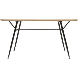 Table à manger en bois et métal 6 personnes ROXAS - Beige et noir