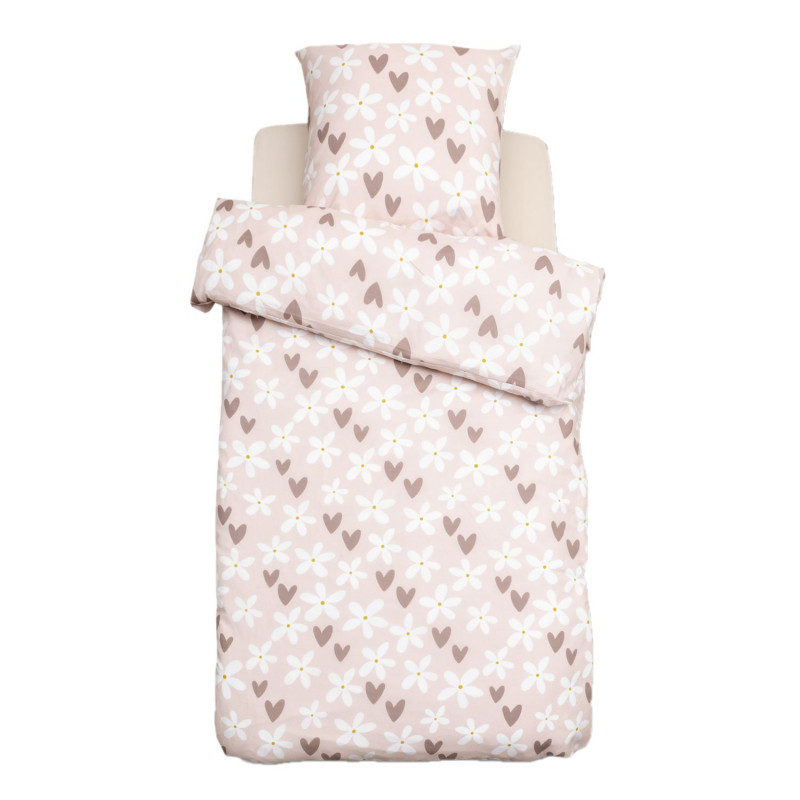 Parure de lit enfant motifs cœurs BILLIE - 48 fils/cm² - 140 x 200 cm