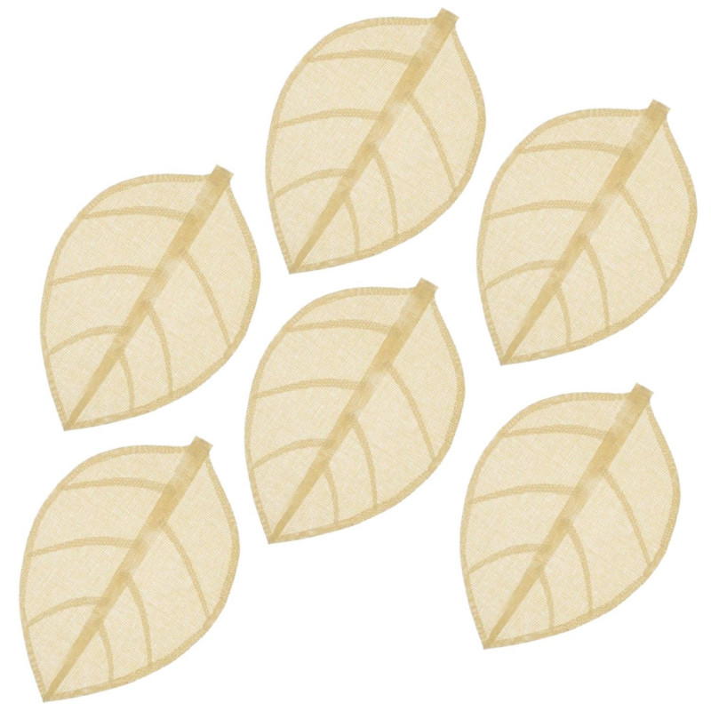 Lot de 6 sets de table motif feuille - 50 x 33 cm - Naturel Lot de 6 sets de table motif feuille - 50 x 33 cm - Naturel