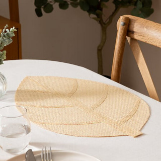 Lot de 6 sets de table motif feuille - 50 x 33 cm - Naturel Lot de 6 sets de table motif feuille - 50 x 33 cm - Naturel