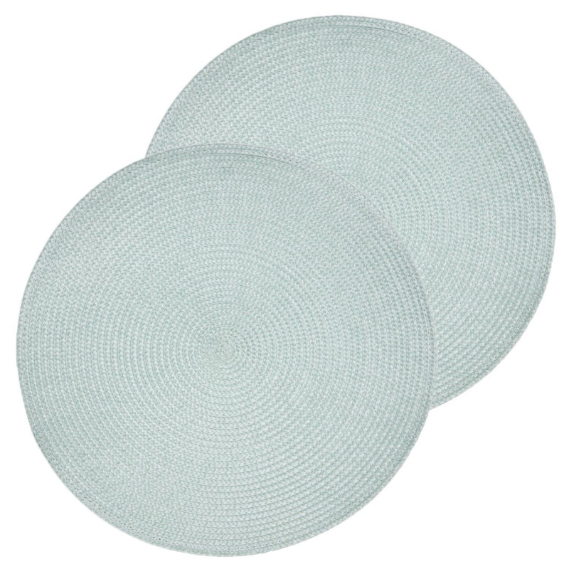 Lot de 2 sets de table tressés AFHIR - Diam. 38 cm - Céladon Lot de 2 sets de table tressés AFHIR - Diam. 38 cm - Céladon