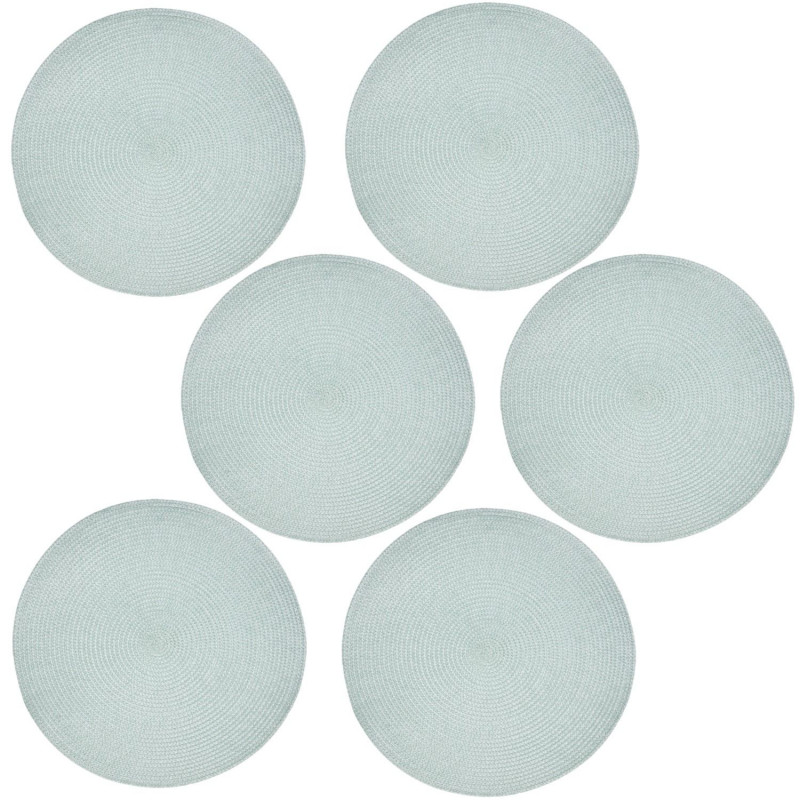 Lot de 6 sets de table tressés AFHIR - Diam. 38 cm - Céladon