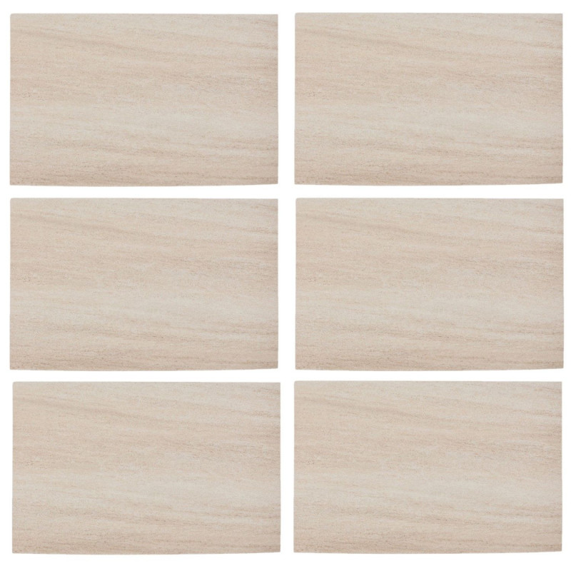 Lot de 6 sets de table effet travertin AUTHENTIQUE - 45 x 30 cm