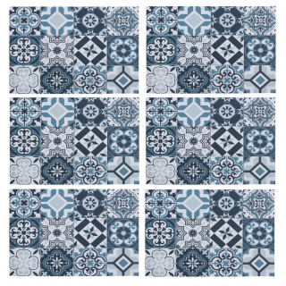 Lot de 6 sets de table mosaïque carreaux de ciment - 45 x 30 cm - Bleu