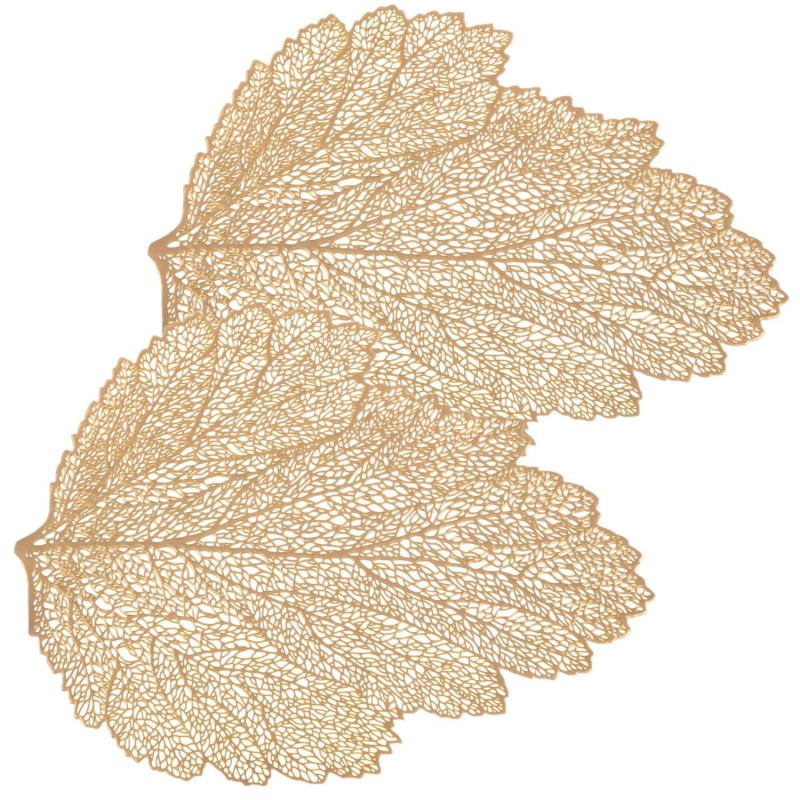 Lot de 2 sets de table motif feuille - 47 x 36 cm - Doré Lot de 2 sets de table motif feuille - 47 x 36 cm - Doré