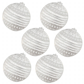 Lot de 6 sets de table boule de Noël - Diam 38 cm - Argent