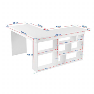 Bureau d'angle avec étagères en bois VESPER - Blanc et marron