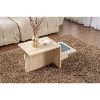 Table basse effet travertin HARMONY - Beige