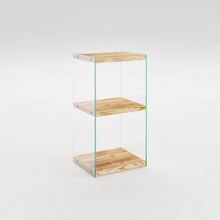 Etagère 3 niveaux en verre et bois clair NIAGARA - Beige
