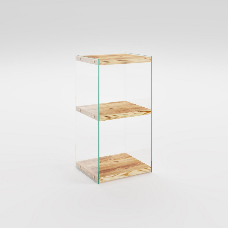 Etagère 3 niveaux en verre et bois clair NIAGARA - Beige