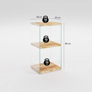 Etagère 3 niveaux en verre et bois clair NIAGARA - Beige
