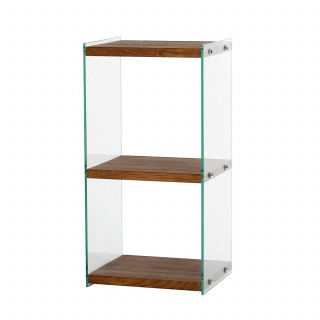 Etagère 3 niveaux en verre et bois foncé AQUA - Marron