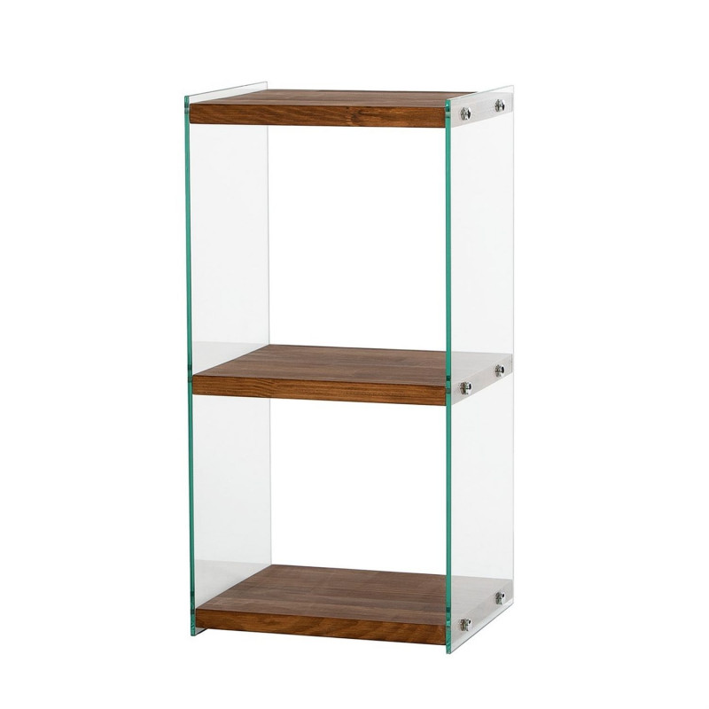 Etagère 3 niveaux en verre et bois foncé AQUA - Marron