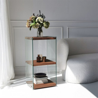 Etagère 3 niveaux en verre et bois foncé AQUA - Marron