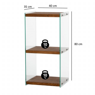 Etagère 3 niveaux en verre et bois foncé AQUA - Marron