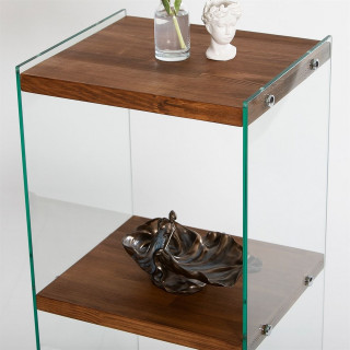Etagère 3 niveaux en verre et bois foncé AQUA - Marron