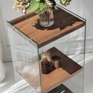 Etagère 3 niveaux en verre et bois foncé AQUA - Marron