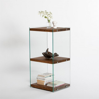 Etagère 3 niveaux en verre et bois foncé AQUA - Marron