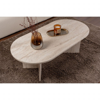 Table basse effet travertin SABLE - Beige
