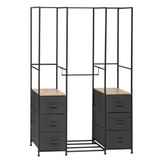 Penderie 6 tiroirs en tissu et métal TISSA - Gris