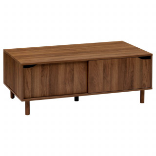 Table basse 2 portes coulissantes effet noyer SLIDY - Marron