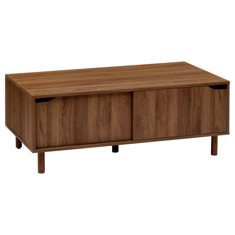 Table basse 2 portes coulissantes effet noyer SLIDY - Marron