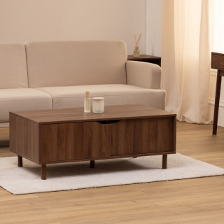 Table basse 2 portes coulissantes effet noyer SLIDY - Marron