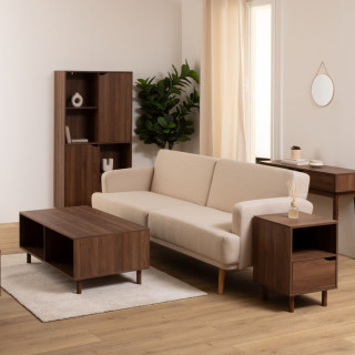Table basse 2 portes coulissantes effet noyer SLIDY - Marron