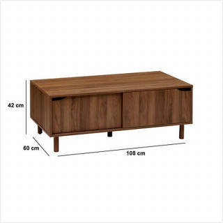 Table basse 2 portes coulissantes effet noyer SLIDY - Marron