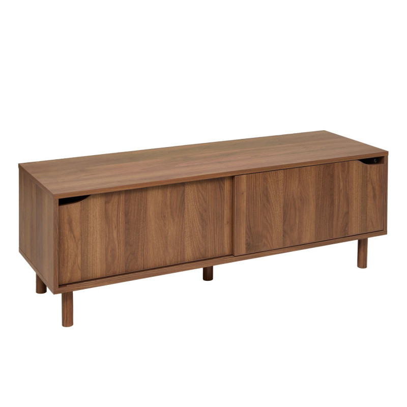 Meuble TV 2 portes coulissantes effet noyer SLIDY - Marron Meuble TV 2 portes coulissantes effet noyer SLIDY - Marron