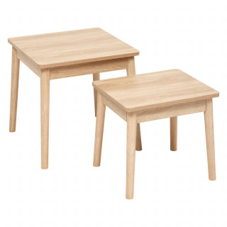 Ensemble de 2 tables à café gigognes effet bois naturel ABANA - Beige