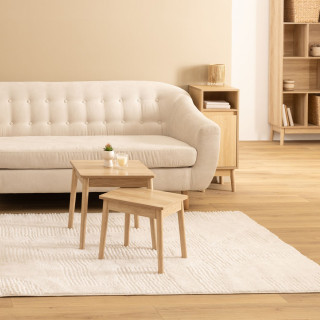 Ensemble de 2 tables à café gigognes effet bois naturel ABANA - Beige