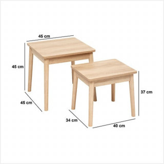 Ensemble de 2 tables à café gigognes effet bois naturel ABANA - Beige