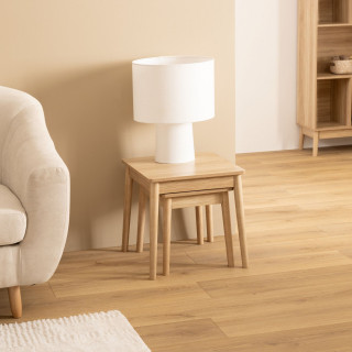 Ensemble de 2 tables à café gigognes effet bois naturel ABANA - Beige