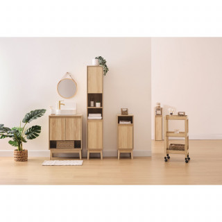 Meuble sous vasque 2 portes et 1 niche effet bois naturel ABANA - Beige