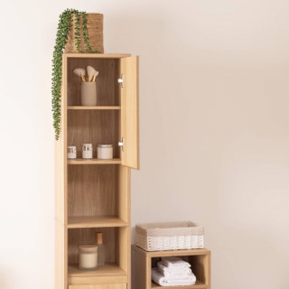 Colonne 2 portes effet bois naturel ABANA - Beige