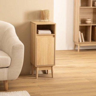 Meuble bas 1 porte et 1 niche effet bois naturel ABANA - Beige
