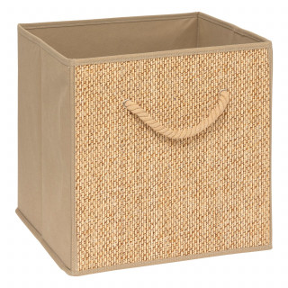 Boîte de rangement effet rotin STEMY - L. 31 x l. 31 x H. 31 cm - Beige