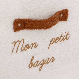 Boîte de rangement en bouclette MON PETIT BAZAR - L. 29 x l. 29 x H. 29 cm - Blanc
