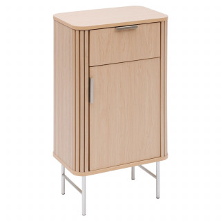 Meuble bas 1 porte et 1 tiroir effet bois clair LIORA - Beige